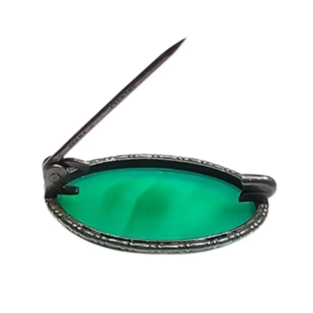 Vintage Art Deco Sterling Germany Dyed Green Onyx Cabochon Brooch Pin